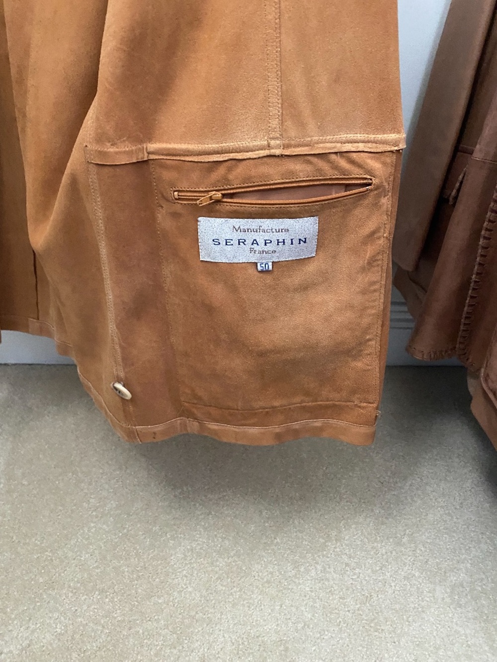 Seraphine Men's Camel Corduroy Pants with Zip Pocket